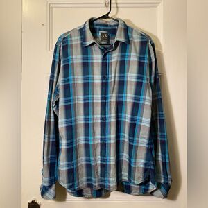 Armani Exchange Men's Plaid Casual Button Down Shirt in Blue/Gray Sz Large